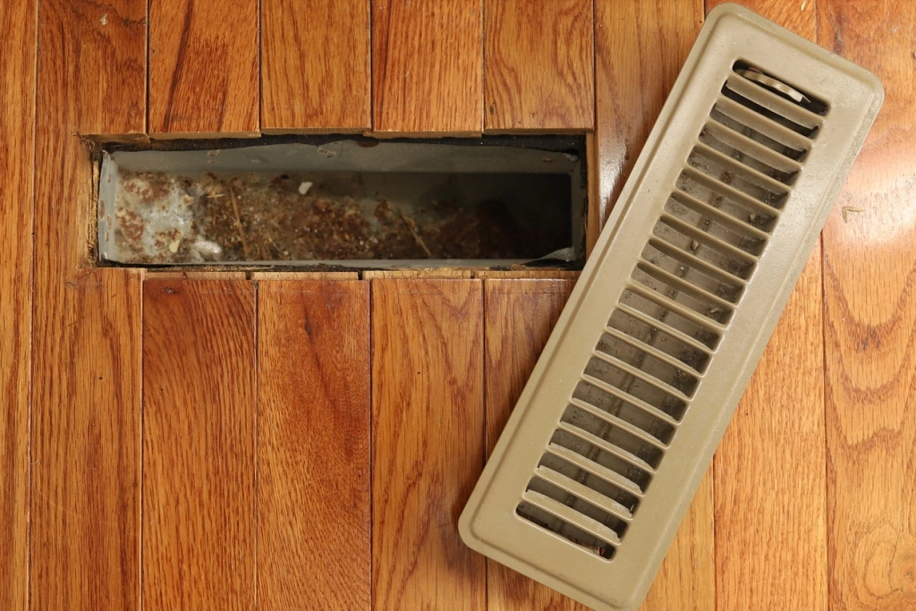 dirty air duct for air duct cleaning
